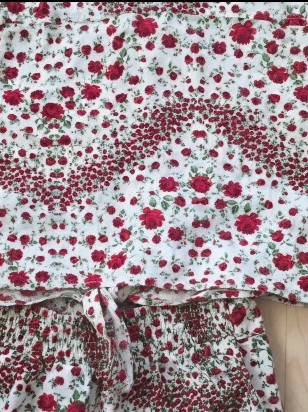 H&M Floral Flowy Cotton Side High Split Pants With Matching Tied 70s Crop Top